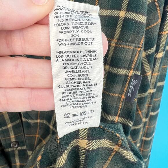 Woolrich Plaid Flannel Shirt - Green & Gold - Size Large - Picture 6 of 8